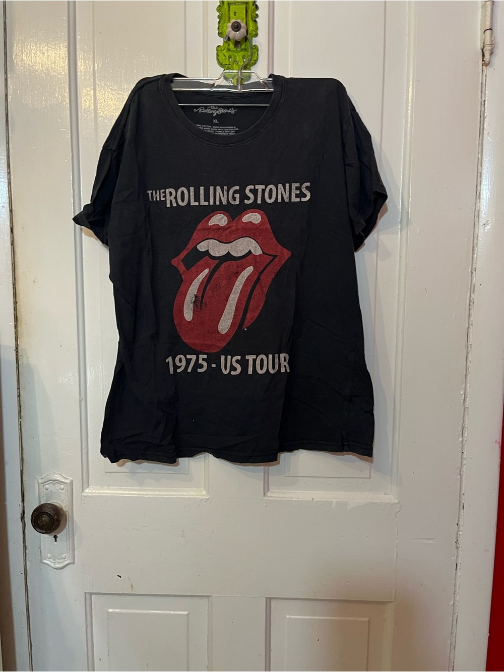 the Rolling Stones Black Tee with Red Tongue Graphic